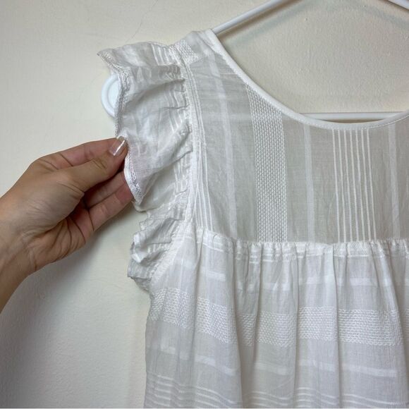 REBECCA MINKOFF Rose Flutter Sleeve Babydoll Lace Mini Dress White Sz Small - Picture 5 of 14